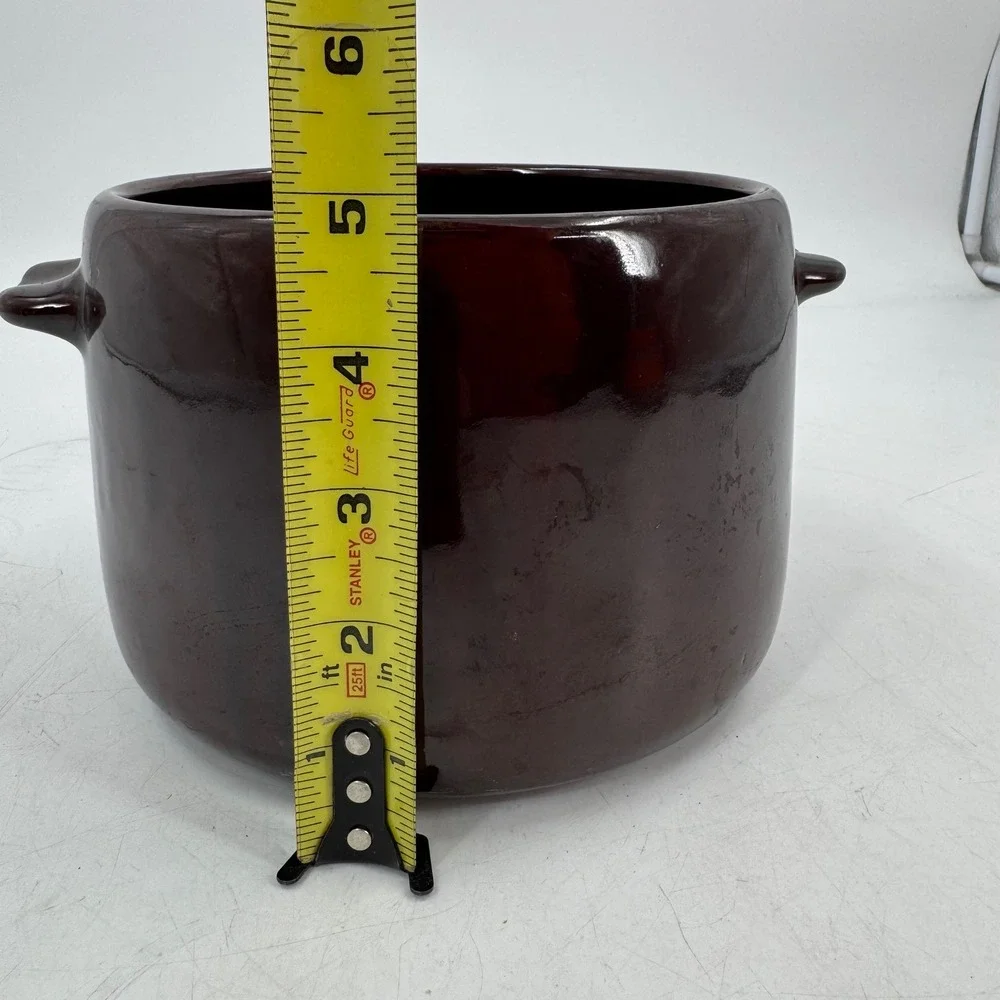Vintage West Bend USA Brown Glazed Stoneware Bean‎ Pot Kitchen Cooking Crock
